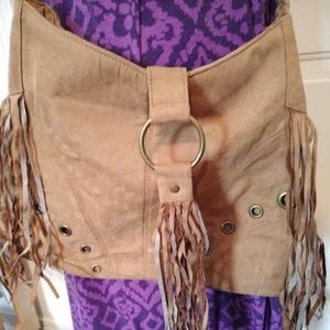Tan Suede Hippie Purse